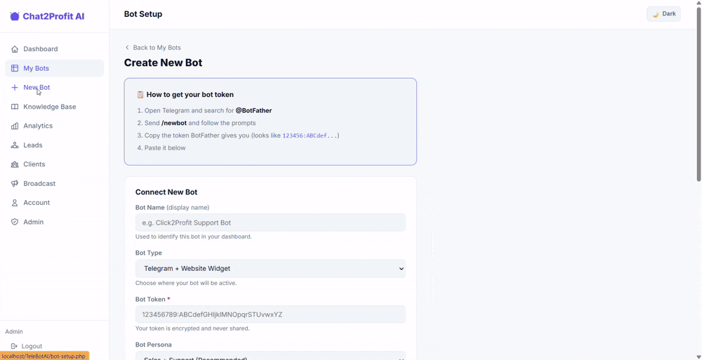 BotFather bot setup walkthrough