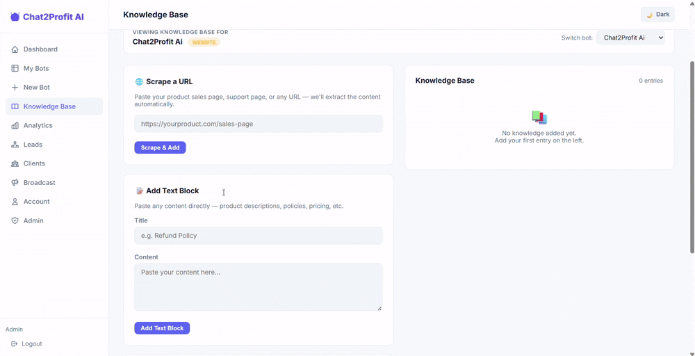 Knowledge base setup walkthrough